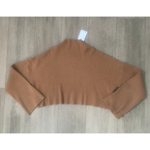 NWT Grey Bandit Cropped Mockneck Brown Sweater Size Medium‎ - Picture 1 of 4